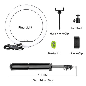 SH 10 ιντσών 26 εκ. Led Ring Light Photography Fill Lighting with Tripod Stand Holder Usb Charge Selfie Led Lamp για ροή βίντεο