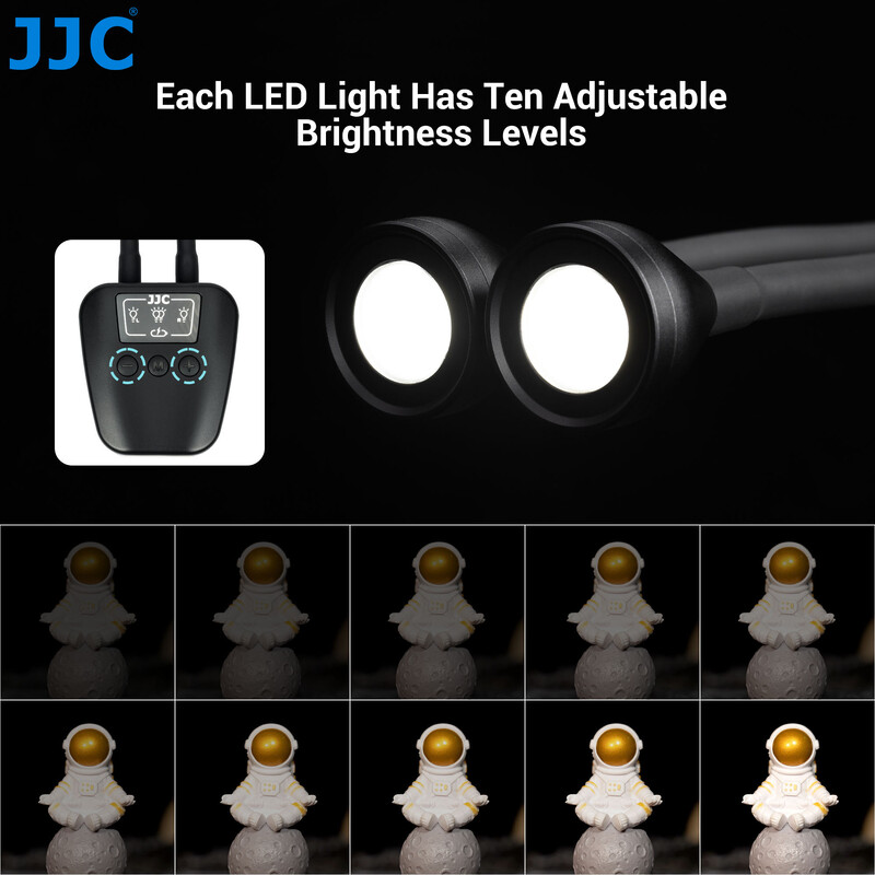JJC LED makro svjetiljka s 10 razina podesive svjetline za makro fotografiju za Canon Nikon Sony Olympus Fujifilm DSLR