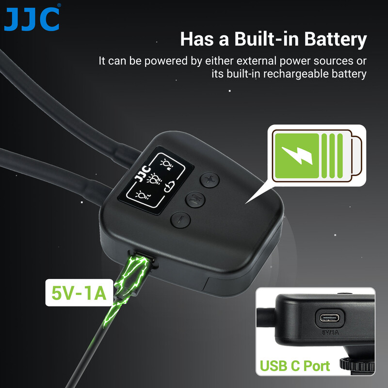 JJC LED makro svjetiljka s 10 razina podesive svjetline za makro fotografiju za Canon Nikon Sony Olympus Fujifilm DSLR