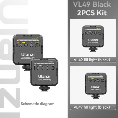 Ulanzi VL49 6W Mini Vlog LED täitevalgusti valge 2000mAh 5500K zoom valgustus fotovalgustus videotelefoni selfie täitelambid