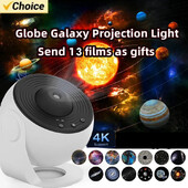 Starry Sky Night Light Galaxy projektor 360° Pööratav planetaariumilamp magamistoas Sõbrapäeva kink pulmadele Saada 13 komplekti filmi