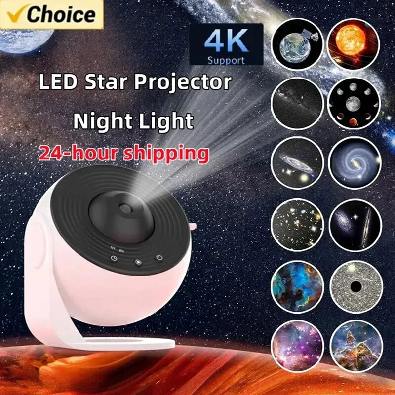 Starry Sky Night Light Galaxy projektor 360° Pööratav planetaariumilamp magamistoas Sõbrapäeva kink pulmadele Saada 13 komplekti filmi