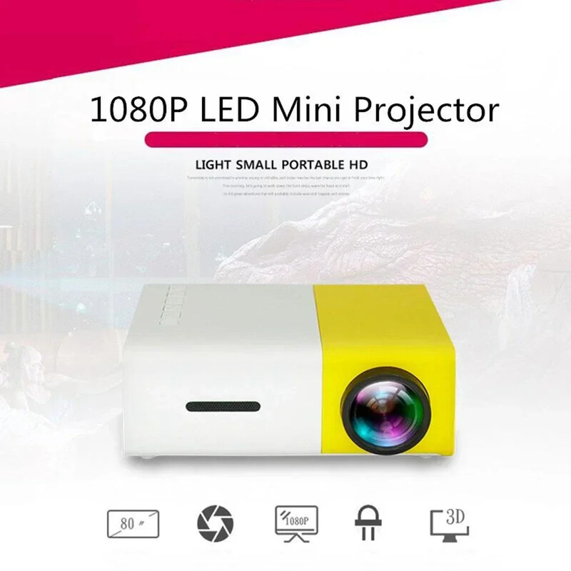 YG300 LED mini projektors 480x272 pikseļi Atbalsta 1080P HDMI saderīgu USB audio portatīvo mājas multivides video atskaņotāju mājas kinozāle