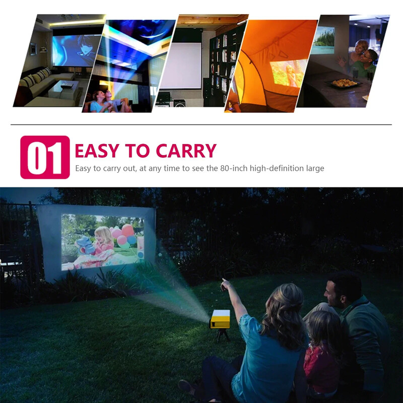 YG300 LED mini projektors 480x272 pikseļi Atbalsta 1080P HDMI saderīgu USB audio portatīvo mājas multivides video atskaņotāju mājas kinozāle