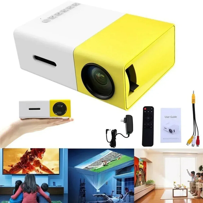 YG300 LED mini projektors 480x272 pikseļi Atbalsta 1080P HDMI saderīgu USB audio portatīvo mājas multivides video atskaņotāju mājas kinozāle