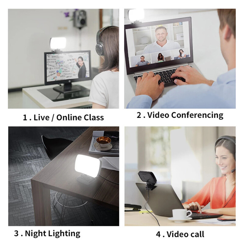Mini Video Lumină Conferință Kit Streaming Live Cameră Web Vlog Fotografie Lampă de umplere Selfie Cameră portabilă reglabilă LED Luz