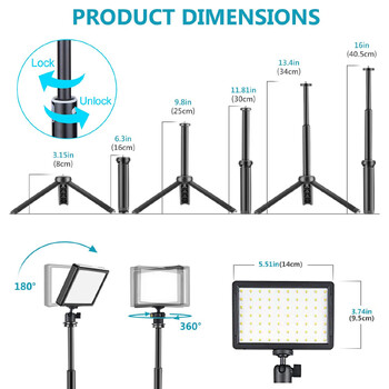 Photography Video LED Light Panel Light Κιτ φωτιστικών στούντιο για λήψη ζωντανής ροής Youbube με φίλτρα RGB βάσης τρίποδων