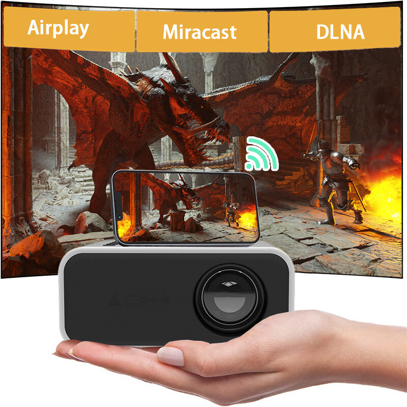 YT300 Mini prijenosni HD bežični žičani mobilni telefon Projektor sa istim zaslonom WiFi LED svjetlo Kućno kino Media Video Player