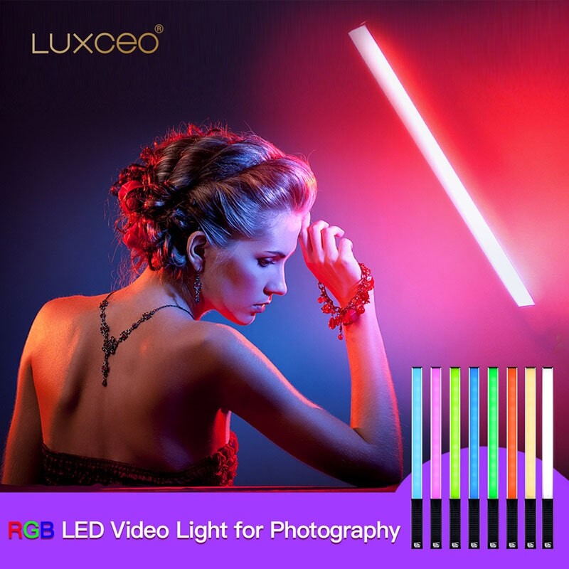 LUXCEO Q508A Baghetă de lumină video LED RGB de mână 3000K-6000K CRI 95+ Studio de fotografie Stick de lumină rece pentru Youtube Vlog