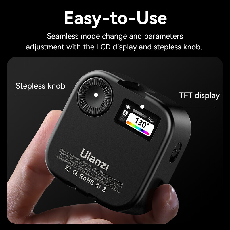 Ulanzi U60 RGB видео светлина 2500 mAh Pocket Fill Light 2500K-9000K за камера, телефон, статив за фотография, видео на живо