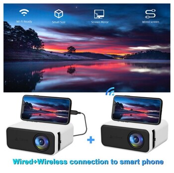 YT500 Projector Mini Φορητός υψηλής ποιότητας Beamer Υπαίθριος Κάμπινγκ Smartphone Ασύρματο Mirroring Υποστηριζόμενο Home Theater