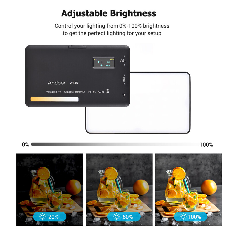 Andoer W140 džepno LED video svjetlo Svjetlo za punjenje kamere 2500-6500K s mogućnošću prigušivanja za online sastanke Video konferencije Streaming uživo Vlog