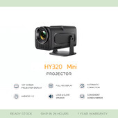 Προβολέας HY320 Mini Newly Native 720P Android 11 4K Projector 300ANSI Wifi6 BT5.0 Cinema Outdoor Portable 180 ° Rotable Projector