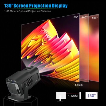 Προβολέας HY320 Mini Newly Native 720P Android 11 4K Projector 300ANSI Wifi6 BT5.0 Cinema Outdoor Portable 180 ° Rotable Projector