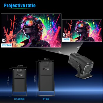 Προβολέας HY320 Mini Newly Native 720P Android 11 4K Projector 300ANSI Wifi6 BT5.0 Cinema Outdoor Portable 180 ° Rotable Projector