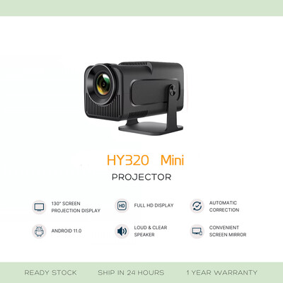 Проектор HY320 Mini Newly Native 720P Android 11 4K проектор 300ANSI Wifi6 BT5.0 Cinema Outdoor Portable 180° Rotable Projector