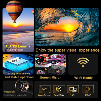 Salange YT100 Mini Projector Support 1080P Mobile Video Home Cinema Φορητό Wi-Fi Wireless Mirroring για IOS Android Smartphone