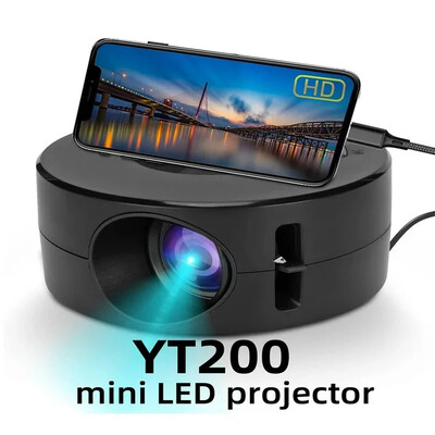 YT200 Mini Projetor Portátil Laser de Cinema em Home Theater Smart TV Beamer Projetores de Vídeo LED Filme 4K Via Porta HD Prese