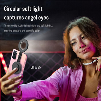 Magsafe Magnetic Selfie Ring Light για iPhone 15 14 13 12Pro Πτυσσόμενο δίχρωμο 180° Flip Fill Light ως βάση τηλεφώνου για βίντεο βιντεο