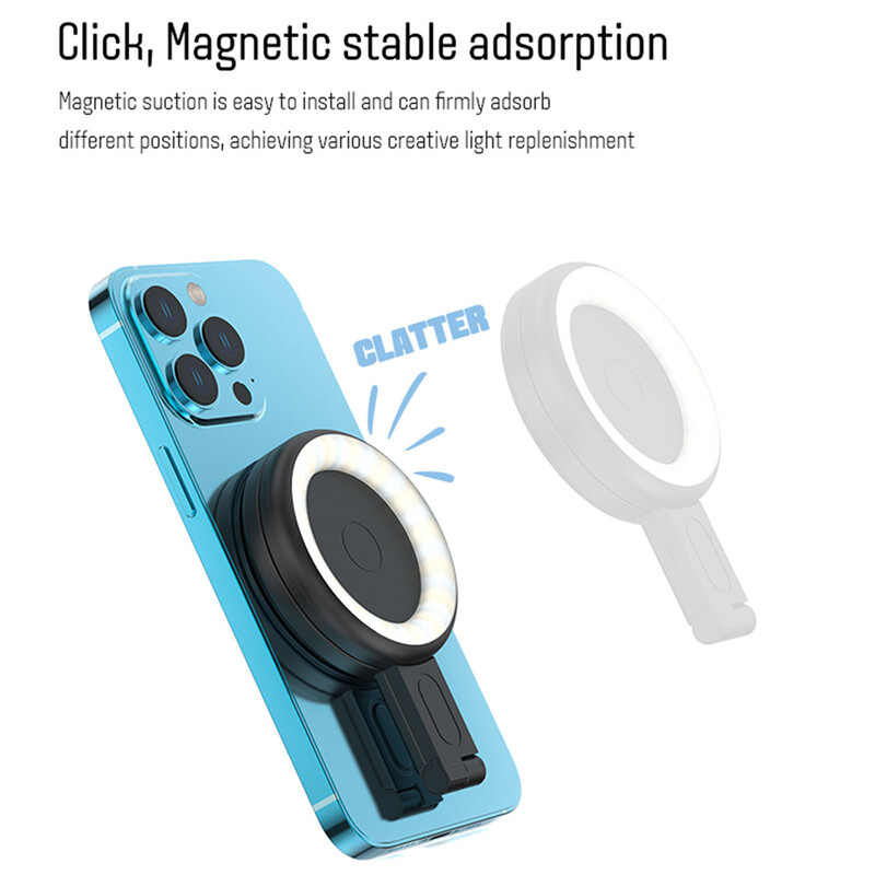 Magsafe Magnetic Selfie Ring Light za iPhone 15 14 13 12Pro sklopivi dvobojni 180° Flip Fill Light kao stalak za telefon za video vlog