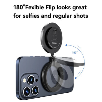 TELESIN Smartphone Magnetic Fill Light Mini Selfie Light 3 Λειτουργίες Ρυθμιζόμενη φωτεινότητα για τηλέφωνο iPhone XIAOMI HUAWEI SAMSUNG