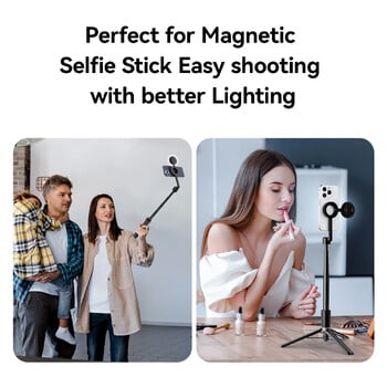 TELESIN Smartphone Magnetic Fill Light Mini Selfie Light 3 Λειτουργίες Ρυθμιζόμενη φωτεινότητα για τηλέφωνο iPhone XIAOMI HUAWEI SAMSUNG