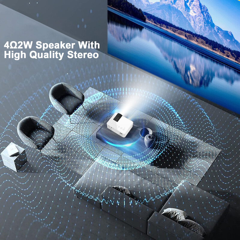 Proiector mobil cu conexiune wireless YT100, home theater mic de înaltă definiție poate fi ținut într-o mână fără a ocupa spațiu