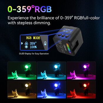 Ulanzi L3 RGB Video Light Mini COB Light Fill για Camera Gopro with Snoot Diffuser Barndoor Mini Ambient Light 2700-7000K