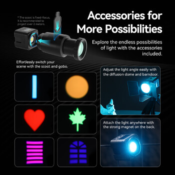 Ulanzi L3 RGB Video Light Mini COB Light Fill για Camera Gopro with Snoot Diffuser Barndoor Mini Ambient Light 2700-7000K