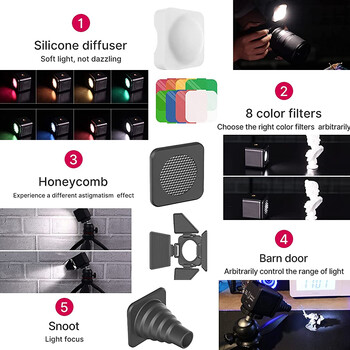 Ulanzi L2 Cute Lite Αδιάβροχο Mini LED Video Light Magnetic With Diffuser για 10m Υποβρύχια λήψη για Gopro Hero 12 11 10 9 8