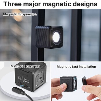 Ulanzi L2 Cute Lite Αδιάβροχο Mini LED Video Light Magnetic With Diffuser για 10m Υποβρύχια λήψη για Gopro Hero 12 11 10 9 8