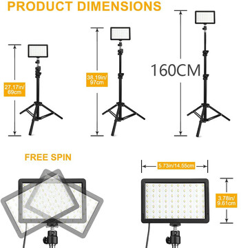 Led Video Light Camera Photography Kit with Tripod Stand 4 έγχρωμα φίλτρα RGB για γυρίσματα Streaming Studio Shooting