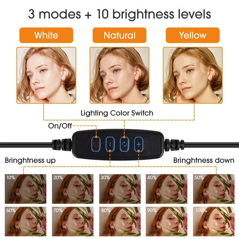 12-tolline LED-rõngasvalgusti fotograafia valgustus telefoni helinalamp statiivialusega USB ümmargune täitelamp Youtube TikTok Video Live jaoks