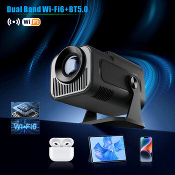 Φορητός προβολέας HY320 Mini 4K Android 11 720p 400ANSI dual WiFi bt5.0 home cinema εξωτερικός περιστρεφόμενος 180 ° διόρθωση keystone