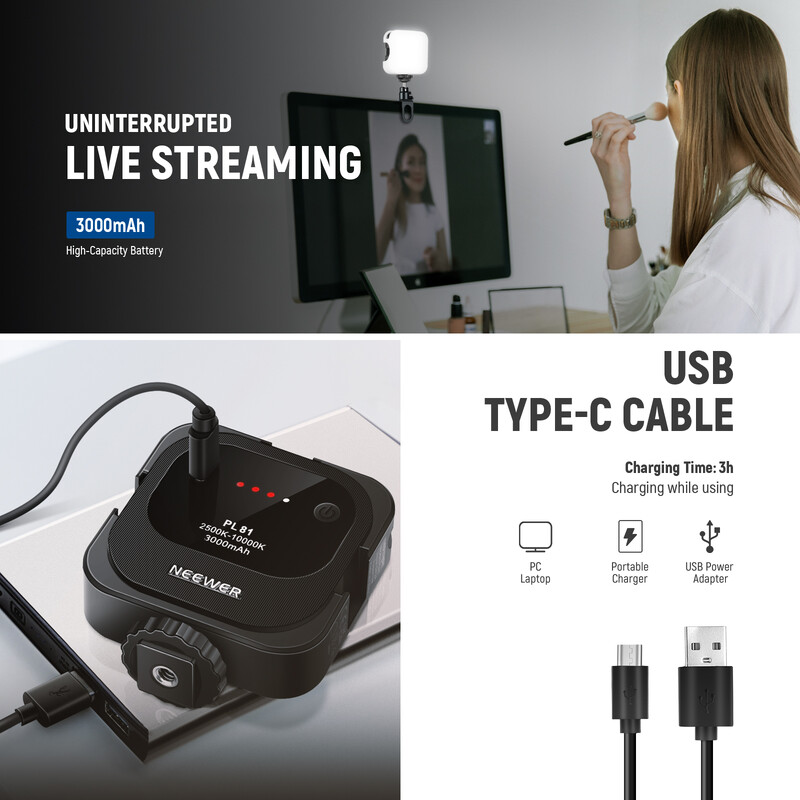 Neewer ultra svijetlo mini LED video svjetlo 49 LED video svjetlo visoke snage s mogućnošću prigušivanja kompatibilno s Iphone 15 Pro Max računalom