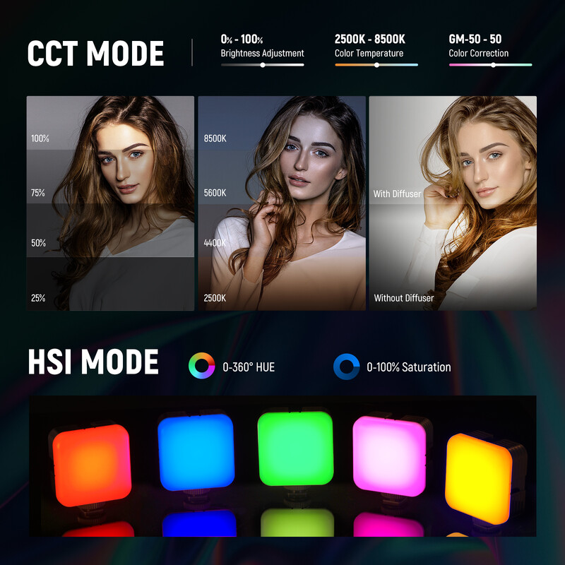 NEEWER RGB62 magnetsko RGB video svjetlo s APP kontrolom 360° LED svjetlo za kameru u punoj boji s 3 rasvjete za fotografije s hladnim cipelama