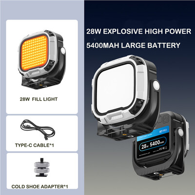Užpildymo lemputė 28 W magnetinė LED vaizdo kameros apšvietimo rankena ir 1/4 colio CRI≥95 2700K-6500K šaltasis batas vaizdo įrašymui