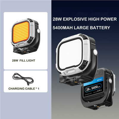 Užpildymo lemputė 28 W magnetinė LED vaizdo kameros apšvietimo rankena ir 1/4 colio CRI≥95 2700K-6500K šaltasis batas vaizdo įrašymui