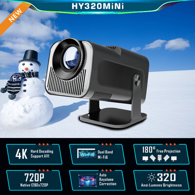 Īpašs balts HY320 mini projektors Android11 Wifi6 320ANSI Allwinner H713 Native1280x720P mājas kino biroja portatīvais projektors