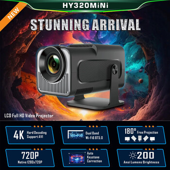 Salange Android 11 300ANSI HY320 Mini Projector 4K Native 720P Dual Wifi6 BT5.2 Cinema Outdoor Portable Projector