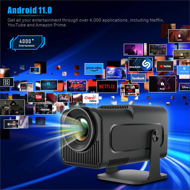 Salange Android 11 300ANSI HY320 Mini proiector 4K nativ 720P Dual Wifi6 BT5.2 Cinematograf portabil proiector exterior
