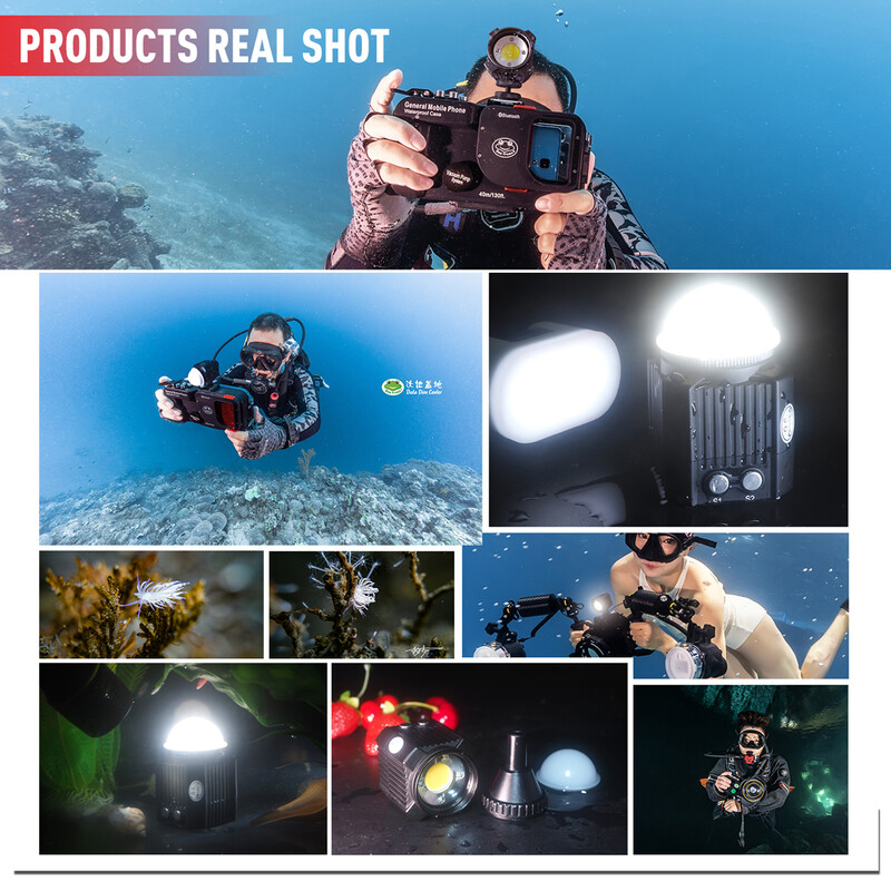 Seafrogs SL-19 veekindel 60M minikaamera LED-valgusti Gopro Canoni peegelkaameratele sukeldumise täitelampide pildistamistuled