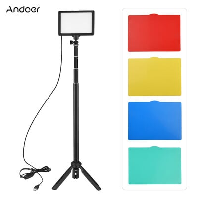 Andoer USB LED Video Lumină Fotografie Iluminare 3200-5600K 120LED-uri Trepied cu înălțime reglabilă de 58 inci 5 * filtre pentru streaming live