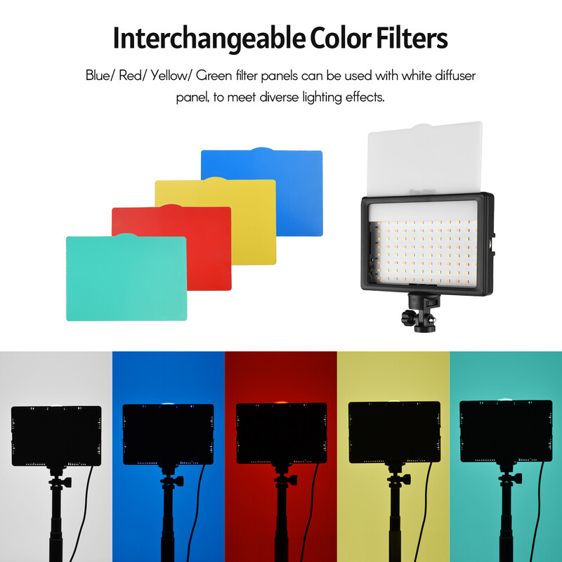 Andoer USB LED-videovalgusti fotograafia valgustus 3200-5600K 120 LED 58 tolli reguleeritava kõrgusega statiiv 5* filtrid otseülekandeks