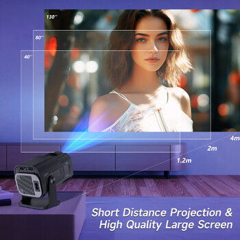 Alwtniet HY320 Mini Native 720P Android 11 4K Projector 300ANSI Wifi6 BT5.0 Cinema Outdoor Portable 180° Rotable Video Projector