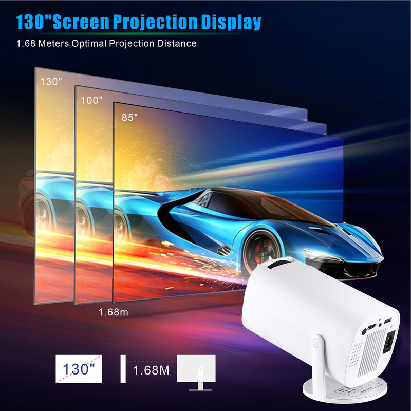 Karbeen 4K Android 11 P30 ProDual Wifi6 280ANSI Allwinner H713 BT5.0 1080P 1280*720P Cinema Proiector portabil în aer liber