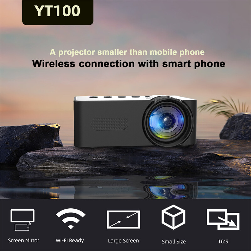 Novi visokokvalitetni YT100 WiFi prijenosni projektor HD mini video projektor Kućni video pametni projektori za telefone Prijenosna računala