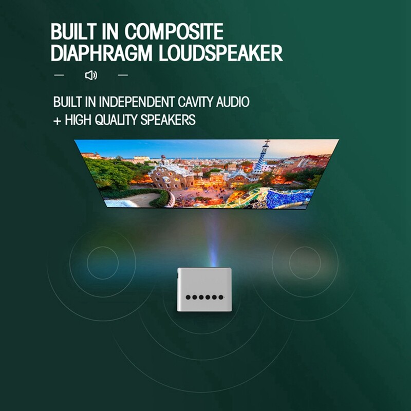 Kaasaskantav miniprojektor kodukino meediumipleier kino juhtmevaba multiekraaniga projektor iPhone'i Androidi jaoks, lihtne kasutada – Ühendkuningriigi pistik