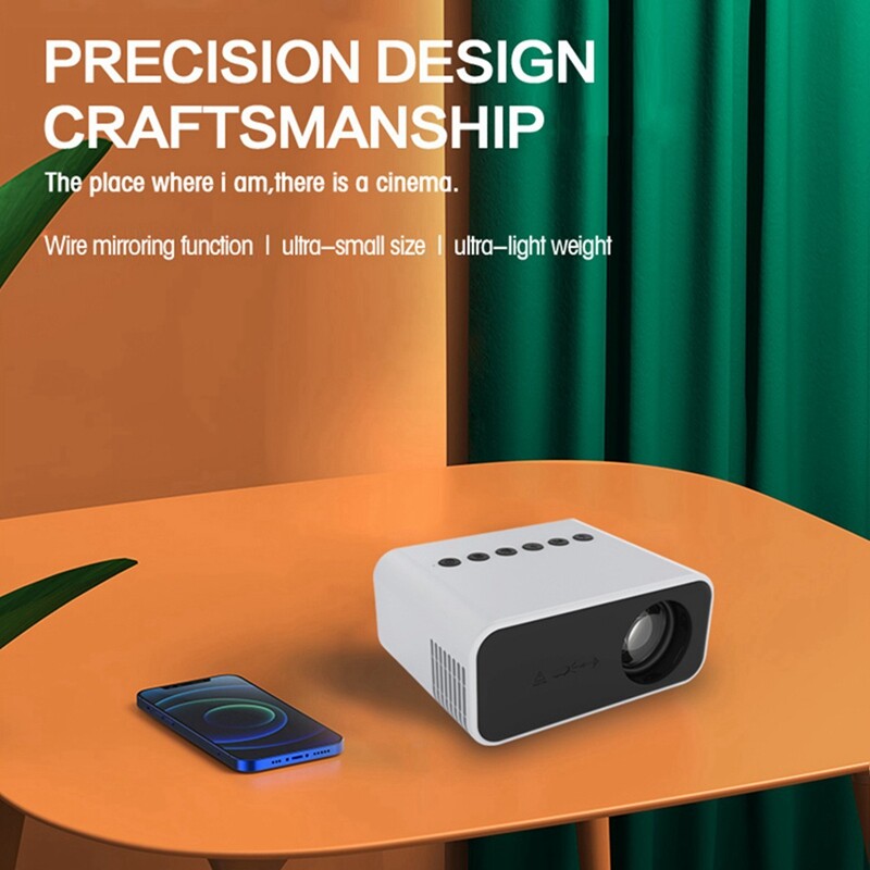 Kaasaskantav miniprojektor kodukino meediumipleier kino juhtmevaba multiekraaniga projektor iPhone'i Androidi jaoks, lihtne kasutada – Ühendkuningriigi pistik