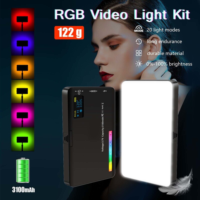 RGB LED-videovalgusfotograafia täitke kaamera valgustuspaneel CRI95+ 2500-9000K LCD-ekraan külmakinga Vlogi reaalajas voogesituse DSLR jaoks